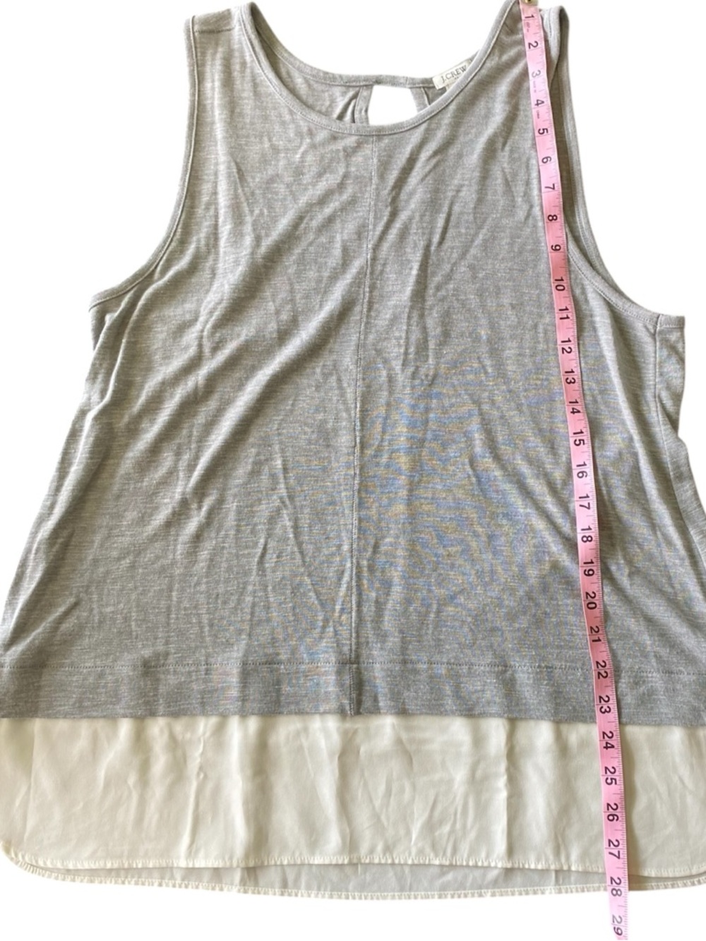 J. Crew Tank Top Blouse Size XL Womens Gray Sleeveless Preppy Lagenlook Keyhole - Picture 8 of 8